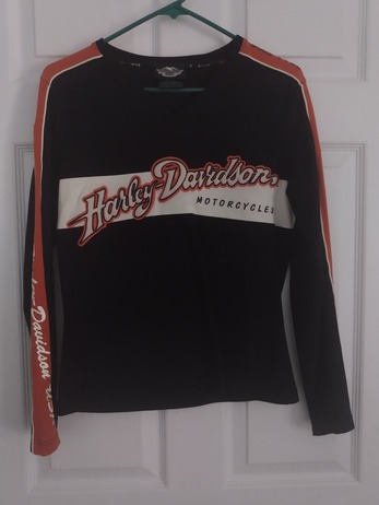 197-27. HD Men’s long-sleeve Pullover Orange and Black M 1
