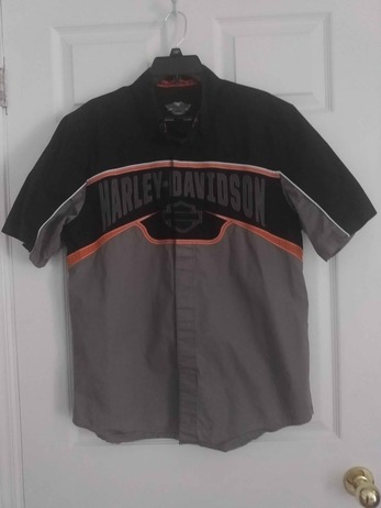 198. HD Men’s short-sleeve Shirt Orange and Black M 1