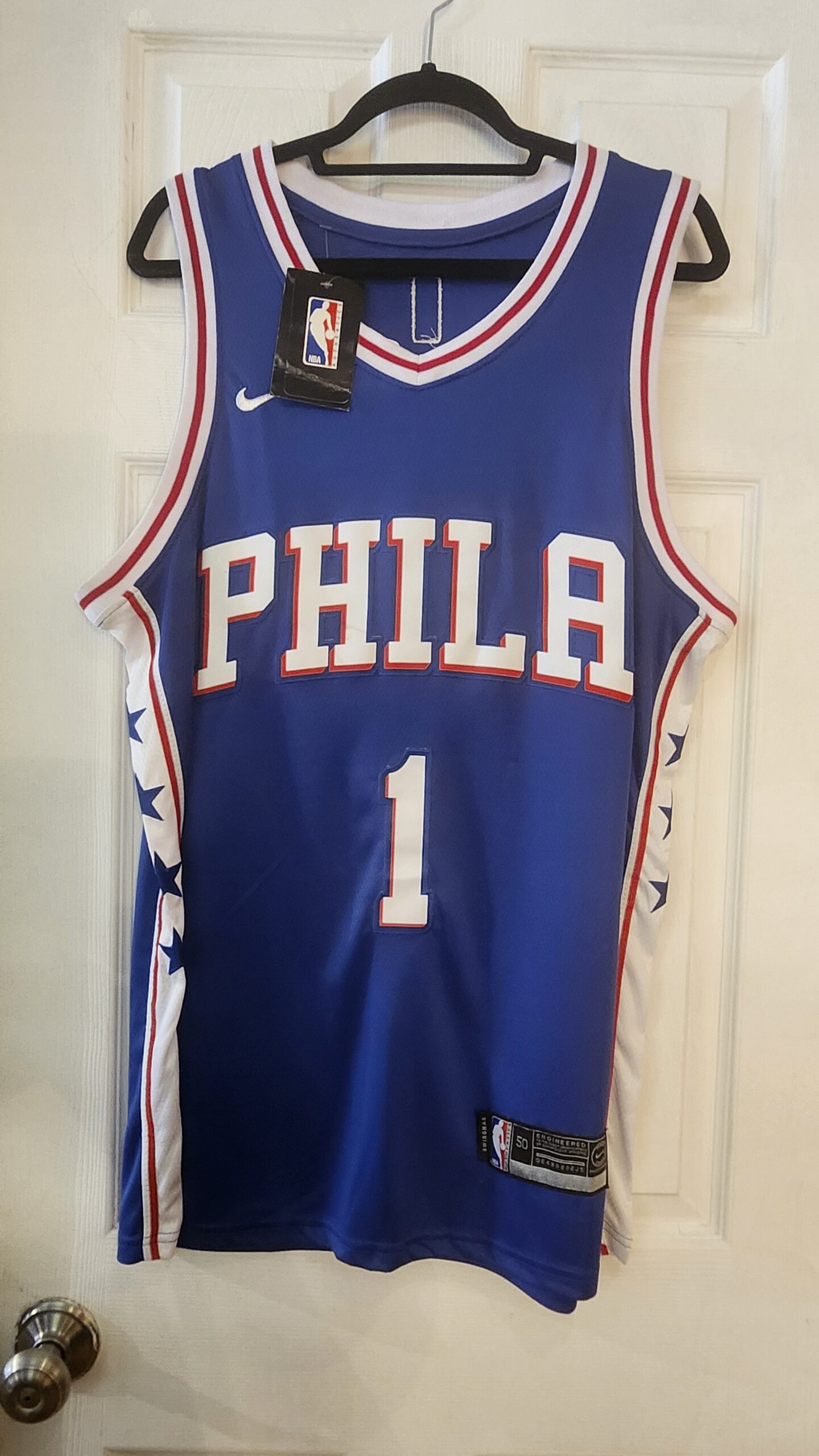 10581-1 NEW James Harden #1 Philadelphia 76ers Nike Swingman Jersey Large – Blue PHILA - Image 1
