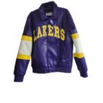 NBA Los Angeles Lakers Purple Faux Leather Varsity Jacket Men’s Medium – NEW – Statement Piece